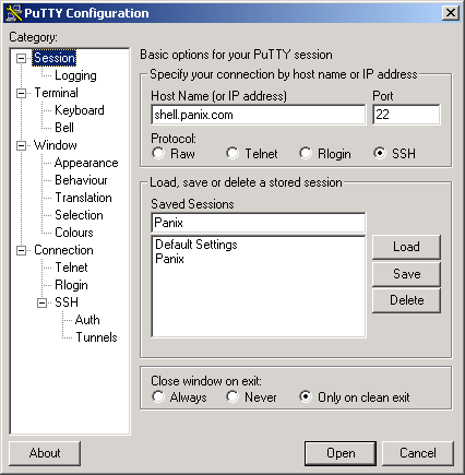 PuTTY graphical
reference- fifth screen
